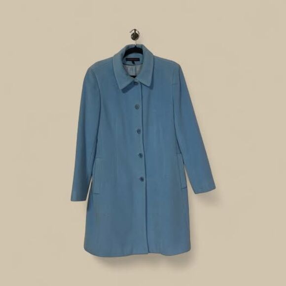 Vintage Anne Klein Sky Blue Coat- Wool and Cashmere Blend - Size 12 - Picture 1 of 3